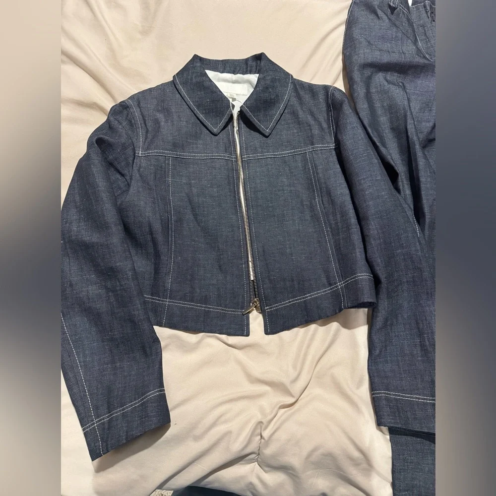 Zara Indigo Denim Jacket and Pants Set - Picture 2 of 7